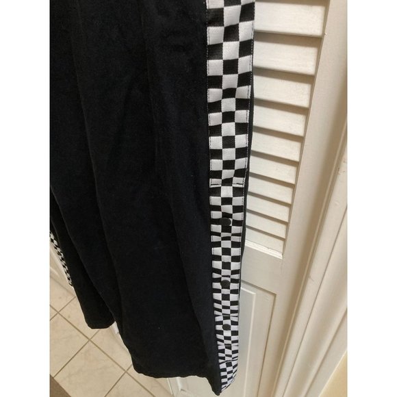 Vans Black Wide Leg Checkerboard Taping Pants Jean Button Up Legs Womens Size 30 - Picture 7 of 9